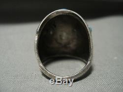 Stunning Vintage Navajo Snake Eyes Turquoise' Silver Ring Old Jewelry