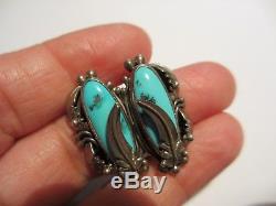 Stunning Vintage Navajo Sterling&turquoise Nakai Earrings-beautiful Stones! Nr