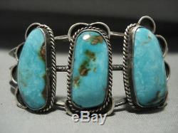 Stunning Wide Vintage Navajo Royston Turquoise Silver Bracelet Old Jewelry
