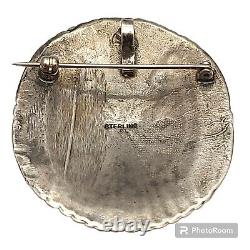 Superior Vintage Native American Navajo Sterling Silver Concho Pendant/ Pin