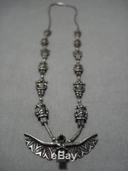 Superior Vintage Navajo Sterling Silver Kachina Necklace Old