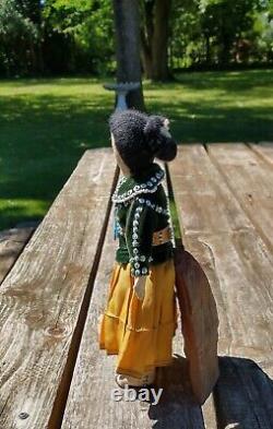 Sweet Vintage Navajo Native American Doll Detailed Sequins, Beads, Jewelry