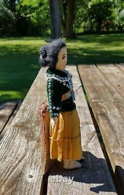 Sweet Vintage Navajo Native American Doll Detailed Sequins, Beads, Jewelry