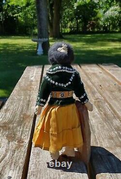 Sweet Vintage Navajo Native American Doll Detailed Sequins, Beads, Jewelry