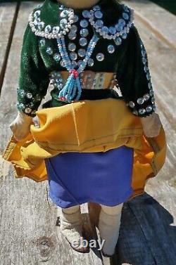 Sweet Vintage Navajo Native American Doll Detailed Sequins, Beads, Jewelry
