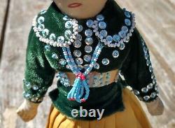 Sweet Vintage Navajo Native American Doll Detailed Sequins, Beads, Jewelry