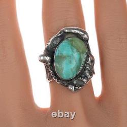 Sz10.5 Vintage Native American Sterling and turquoise ring