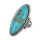 Sz10 Vintage Navajo silver long ring with turquoise twisted wire border