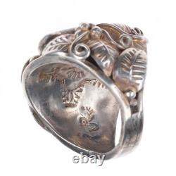 Sz11.5 Large Vintage Jerry Roan Navajo sterling silver, turquoise/coral ring