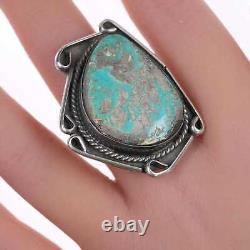 Sz7.5 Vintage Navajo silver and turquoise ring g