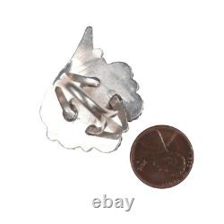 Sz7 Vintage Native American silver and turquoiise feather ring