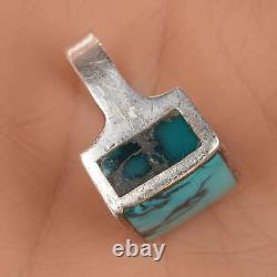 Sz8.25 Vintage Native American Sterling and turquoise ring with inlaid sides