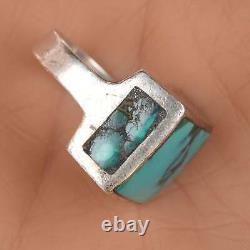 Sz8.25 Vintage Native American Sterling and turquoise ring with inlaid sides