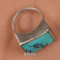 Sz8.25 Vintage Native American Sterling and turquoise ring with inlaid sides