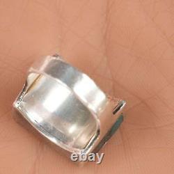 Sz8.25 Vintage Native American Sterling and turquoise ring with inlaid sides