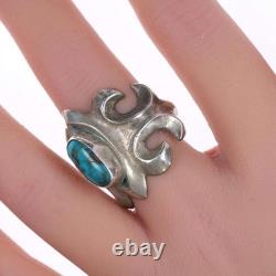 Sz9 Vintage Navajo cast silver and turquoise ring