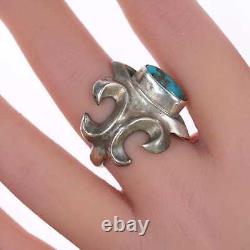 Sz9 Vintage Navajo cast silver and turquoise ring