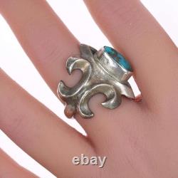 Sz9 Vintage Navajo cast silver and turquoise ring