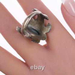 Sz9 Vintage Navajo cast silver and turquoise ring