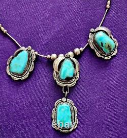 TURQUOISE Jewelry Navajo Beautiful Neckless Vintage 1970s