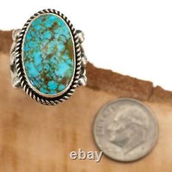 TURQUOISE RING Spiderwebbed Sterling Silver ALBERT JAKE 7.75 Native American