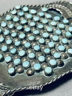 The Most Unique Ever Vintage Navajo Turquoise Snake Eyes Sterling Silver Buckle