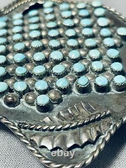 The Most Unique Ever Vintage Navajo Turquoise Snake Eyes Sterling Silver Buckle