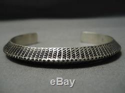 Thick And Intricate! Vintage Navajo Sterling Silver Native American Bracelet