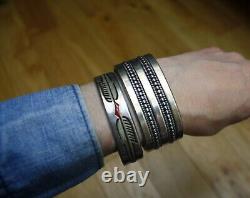 Tom Yazzie Native American Navajo Sterling Silver Twisted Rope Cuff Bracelet