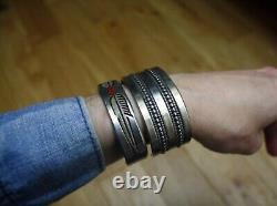 Tom Yazzie Native American Navajo Sterling Silver Twisted Rope Cuff Bracelet