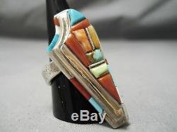 Tremendous Vintage Navajo David Tune Turquoise Sterling Silver Inlay Ring