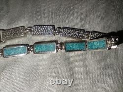Turquoise Bracelet Navajo Pawn Jewelry 7 3/4 Vintage Sterling Silver