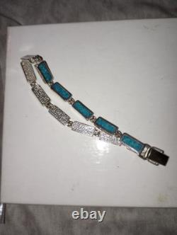 Turquoise Bracelet Navajo Pawn Jewelry 7 3/4 Vintage Sterling Silver