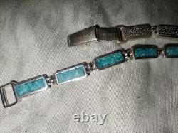 Turquoise Bracelet Navajo Pawn Jewelry 7 3/4 Vintage Sterling Silver