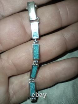 Turquoise Bracelet Navajo Pawn Jewelry 7 3/4 Vintage Sterling Silver