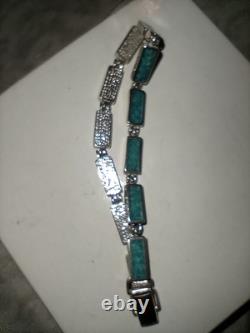 Turquoise Bracelet Navajo Pawn Jewelry 7 3/4 Vintage Sterling Silver