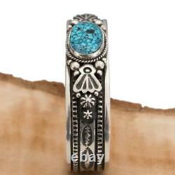 Turquoise Bracelet Sterling Silver Natural Kingman Spiderweb HAPPY PIASSO NAVAJO