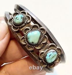 Turquoise Bracelet, Sterling silver Cuff. Vintage Jewelry, Dead Pawn, unsigned