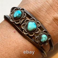 Turquoise Bracelet, Sterling silver Cuff. Vintage Jewelry, Dead Pawn, unsigned