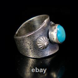 Turquoise Mens Ring Vintage Style Silver Native American Jewelry Navajo Large