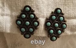 Turquoise Native American Earrings Clip-on Vintage Silver Jewelry