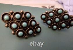 Turquoise Native American Earrings Clip-on Vintage Silver Jewelry