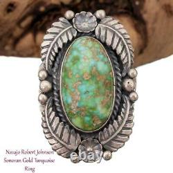 Turquoise Ring SONORAN GOLD Squash Blossom Trained by Kirk Smith Navajo sz 10