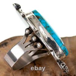 Turquoise Ring Sterling Silver AARON TOADLENA Natural Spiderweb Kingman 7