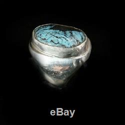 Turquoise Ring Vintage Style Silver Native American Jewelry Navajo Large Boho