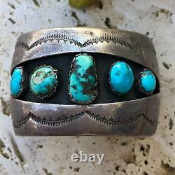 Turquoise & Sterling Cuff Signed Vintage sterling silver Indian Jewelry