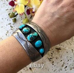 Turquoise & Sterling Cuff Signed Vintage sterling silver Indian Jewelry