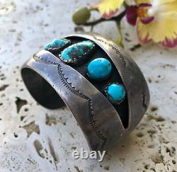 Turquoise & Sterling Cuff Signed Vintage sterling silver Indian Jewelry