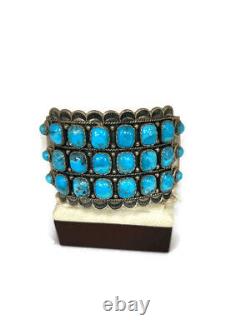 Turquoise Sterling Silver Native American Bracelet Cuff Vintage Jewelry Old Nice