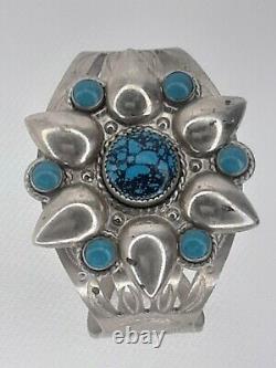 Turquoise and Silver Cuff Bracelet Bell Trading Company Vintage Jewelry